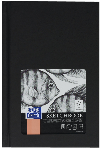 Oxford Artbooks A6 Cuaderno Cosido Esbozo - Tapa Extradura Resistente - 96 Hojas de 100gr - Color Negro · Pack de 5 uds.