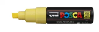 Posca PC-8K Marcador de Pintura - Punta Biselada Acrilica 8mm - Tinta Base al Agua - Resistente a la Luz - No Permanente - Color Amarillo · Pack de 6 uds.