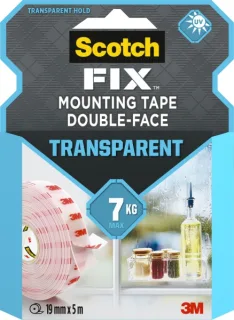 Scotch-Fix Cinta de Montaje de Doble Cara Transparente - 19mm x 5m - Color Transparente