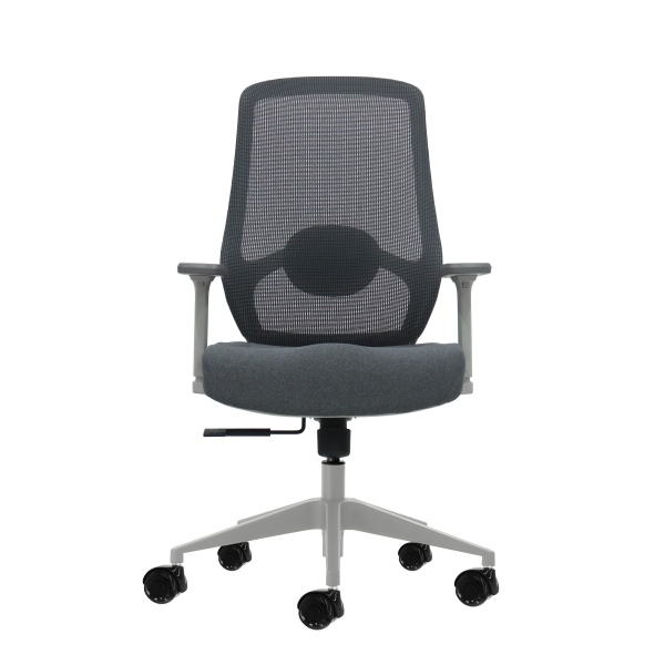 Oqonos Cherg 026 Silla de Oficina Ergonomica con Soporte Lumbar Ajustable en Altura y Profundidad, Reposabrazos 4D, Piston de Gas Clase 4, Asiento Ergonomico Moldeado y Ruedas de Silicona - Gris