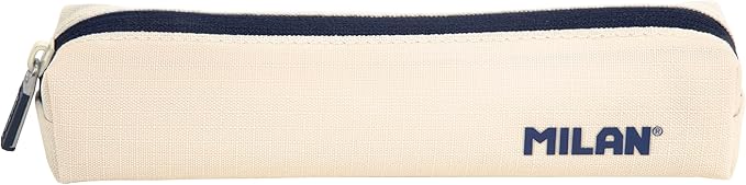 Milan Serie 1918 Estuche Mini Redondo - Tejido Resistente a las Roturas y Rasgaduras - Medidas 20,5x4,5x5cm - Color Beige