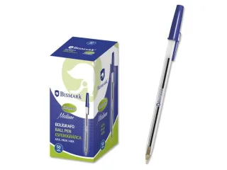 Bismark Boligrafo de Bola - Punta Redonda - Capuchon y Tapon del Color de la Tinta - Color Azul · Pack de 50 uds.