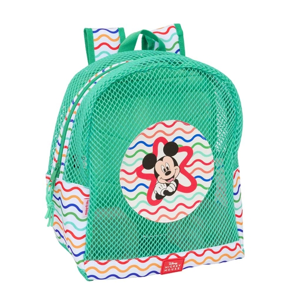 Safta Mickey Mouse Mochila - Rejilla Anti-Arena - Doble Tirador - Hombreras Acolchadas - Asa Superior - 13.15L - 320x120x380mm - Color Verde