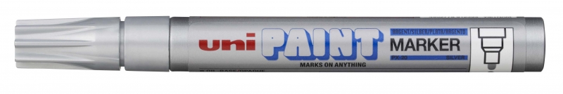 Uni-ball PX-20 Paint Marker - Marcador de Pintura - Punta Acrilica de Bala 2.2-2.8mm - Permanente en Todas las Superficies - Resistente a Luz y Agua - Color Plata · Pack de 12 uds.