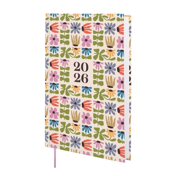 Finocam Dynamic Porto Design Agenda - Anual 2026 - Tapa Dura - Formato Y10 - 145x23x210mm - 1 Dia por Pagina - Tematica de Flores
