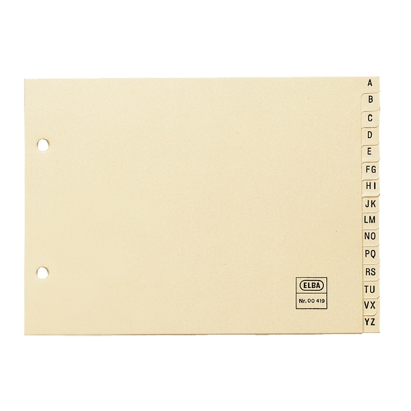 Elba Indice Alfabetico Formato 4º Apaisado 15 AZ - Cartulina de 180gr - Organizacion Alfabetica - Resistente y Duradero - Color Beige