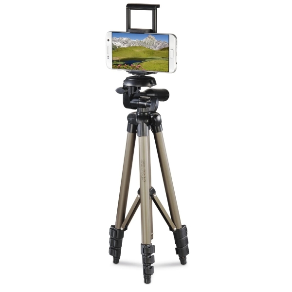 Hama Tripode para Smartphone y Tablet - Peso Max 500g - Altura Ajustable hasta 106cm - Aluminio - Cabezal de 3 Vias - Color Beige