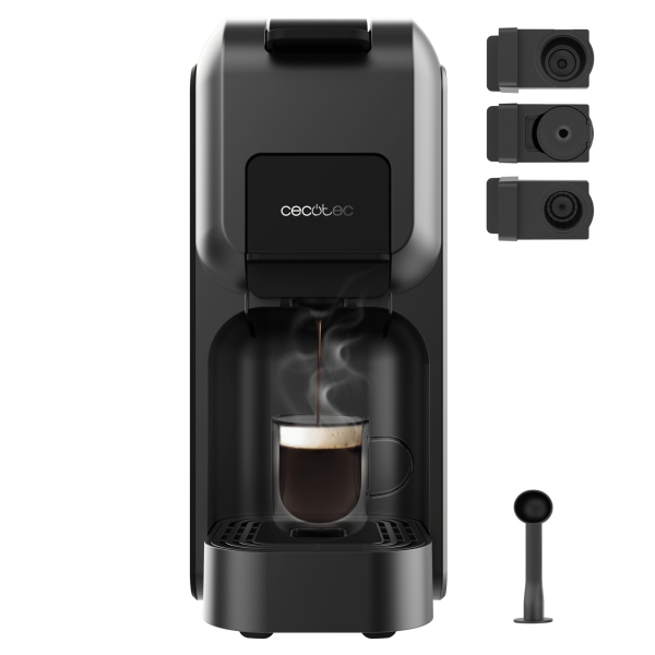 Cecotec FreeStyle Compact Black Cafetera Espresso Compatible con Capsulas - 1350W - Termoblock - Presion 20bar - Deposito de 800ml - Apagado Automatico - Rapido Precalentamiento - Color Negr