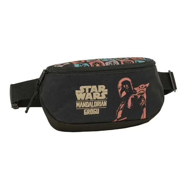 Safta Mandalorian and Grogu Bolsa de Cintura - Cremallera - Cintas Ajustables - Cierre de PVC - 23x14x9cm - Color Negro