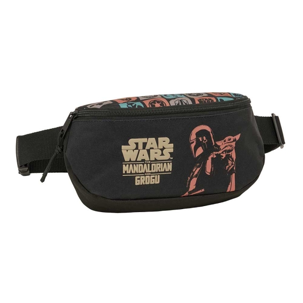 Safta Mandalorian and Grogu Bolsa de Cintura - Cremallera - Cintas Ajustables - Cierre de PVC - 23x14x9cm - Color Negro