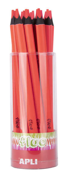 Apli Jumbo Fluor Lapices Triangulares 5mm de Grosor - Mejor Sujecion y Mayor Cobertura - Color Rojo Fluor · Pack de 18 uds.
