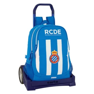 Safta RCD Espanyol Mochila con Carro - Portabotellas - Dos Compartimentos - Doble Cremallera - Hombreras y Espalda Acolchadas - Asa Superior - Mochila Extraible - 320x160x440mm - Color Azul