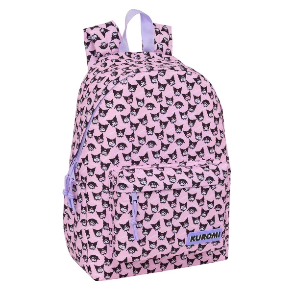 Safta Kuromi Mochila para Portatiles hasta 14.1" - Portabotellas - Cremallera con Doble Tirador - Asa de Mano - Bolsillo Frontal - Acolchada - 31x43x13cm - Color Rosa