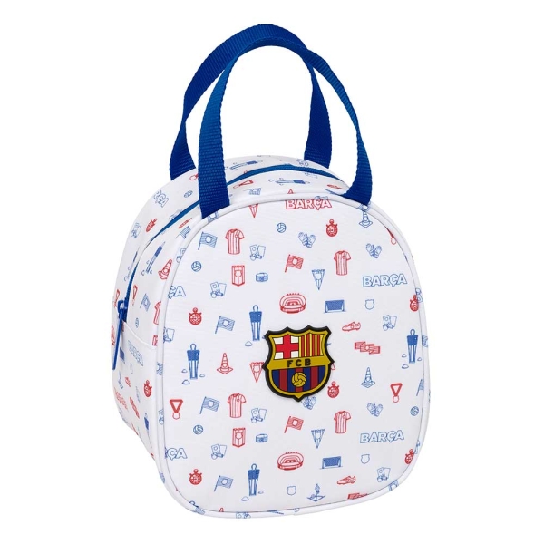 Safta F.C.Barcelona Bolsa Preescolar Isotermica - Asa de Mano - Cremallera - 19x22x14cm - Color Blanco