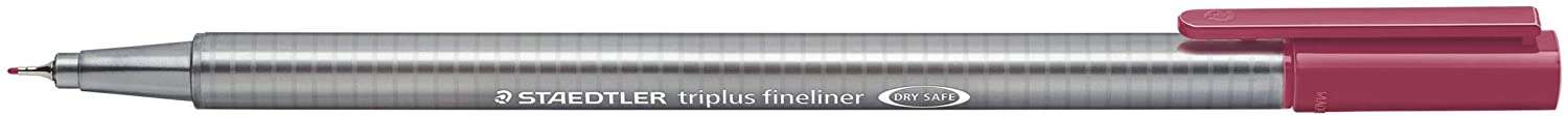 Staedtler Triplus Fineliner 334 Rotulador de Punta Fina - Trazo de 0.3mm - Tinta Base de Agua - Color Rojo Oscuro · Pack de 10 uds.