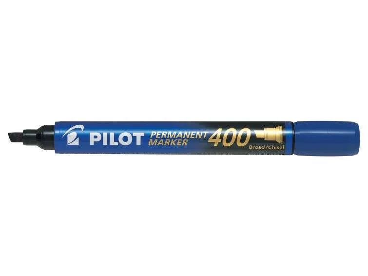 Pilot Rotulador Permanente 400 - Punta Biselada 4,5mm - Trazo 4mm - Color Azul · Pack de 12 uds.
