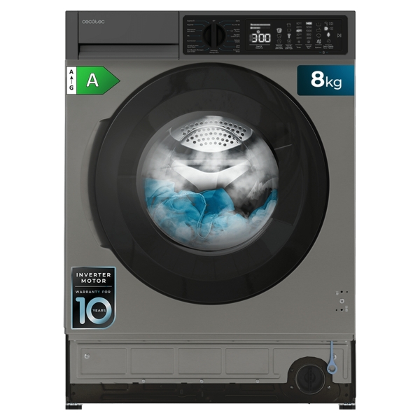 Cecotec Bolero DressCode 850 BI Inverter Steel A Lavadora Integrable - Capacidad 8kg - Velocidad 1400rpm - Temperatura Regulable - Motor Inverter - Inicio Programable - 15 Programas - Color