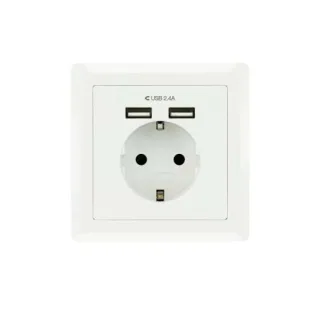 Nanocable Base de enchufe pared schuko+2USB 2.4A