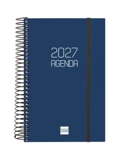 Finocam Espiral Basics Opaque Agenda - Anual 2027 - 1 Dia por Pagina - Formato E5 - 117x181mm - Espiral - Tapa de Polipropileno - Esquinas Microperforadas - Papel de 70g/m2 - Color Azul