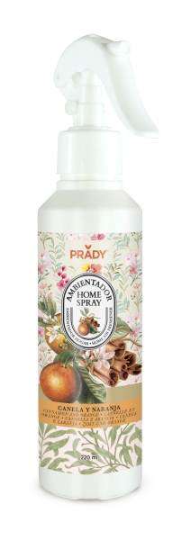 Prady Ambientador Home Spray Canela y Naranja - Frasco de 220 ml - Spray Pulverizador