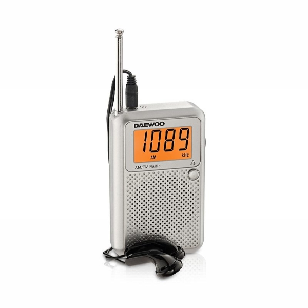 Daewoo Radio AM/FM - Pantalla Digital - Jack 3.5mm - Antena Telescopica - Altavoz Integrado - Color Gris