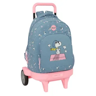 Safta Snoopy Mochila con Carro - Bolsillo Frontal - Portabotellas - Tirador Doble - Hombreras Acolchadas - Asa Acolchada - Tarjeta ID - Ruedas Antivibracion 9cm - 33L - 330x220x450mm - Color
