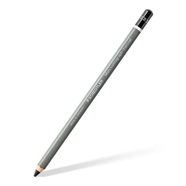 Staedtler Mars Lumograph Charcoal 100C Lapiz de Grafito - Mina M - Alta Proporción de Carbon y Carboncillo - Madera de Bosques Sostenibles · Pack de 12 uds.