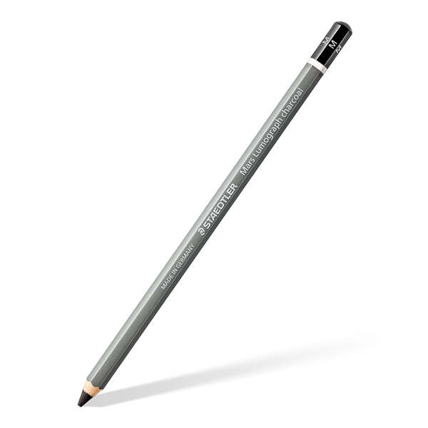 Staedtler Mars Lumograph Charcoal 100C Lapiz de Grafito - Mina M - Alta Proporción de Carbon y Carboncillo - Madera de Bosques Sostenibles · Pack de 12 uds.