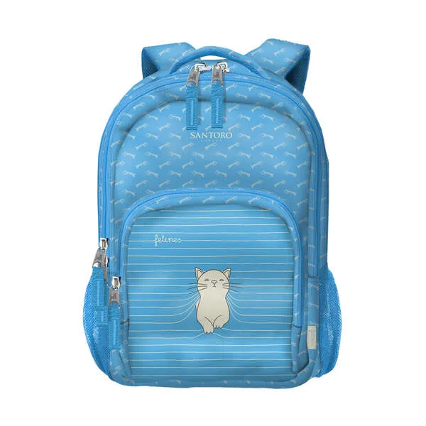 Dohe Santoro Felines Mochila Escolar Pequeña - 3 Compartimentos - Bolsillos Laterales - Tirantes Acolchados y Ajustables - Asa Superior