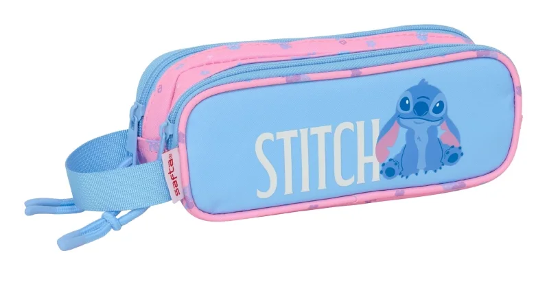 Safta Stitch Bright Portatodo - Cremallera - Asa Lateral - 1L - 210x60x80mm - Color Azul