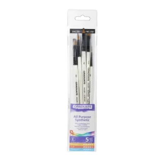 Daler Rowney Graduate Pack de 5 Pinceles Multitecnica - Pelo Sintetico - Mango Corto