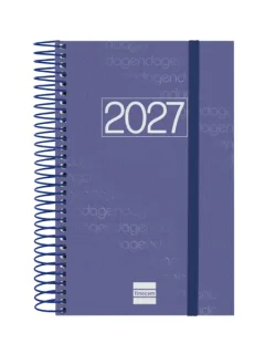 Finocam Espiral Basics Year Agenda - Anual 2027 - 1 Dia por Pagina - Formato E5 - 117x181mm - Espiral - Tapa de Polipropileno - Esquinas Microperforadas - Papel de 70g/m2 - Color Azul