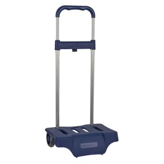 Safta Carro Portamochilas - Ruedas Silenciosas - Alta Capacidad - Facil Apertura - Resistente Estructura - Compacto Cerrado - 300x230x525mm - Color Azul Marino