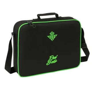 Safta Real Betis Balompie Maletin con Cremallera - Bandolera Ajustable - Asa Forrada - Doble Tirador - Fondo Semirigido - 38x28x6cm - Color Negro y Verde