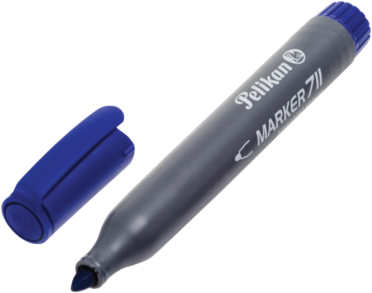 Pelikan 711F Rotulador Permanente - Punta de Fibra Redonda Gruesa - Secado Rapido - Resistente al Agua - Color Azul · Pack de 10 uds.