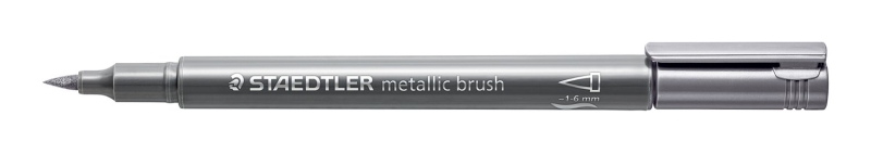 Staedtler Metallic Brush Rotulador Punta Pincel - Trazo 1 - 6mm Aprox - Tinta Base de Agua - Color Plata · Pack de 10 uds.