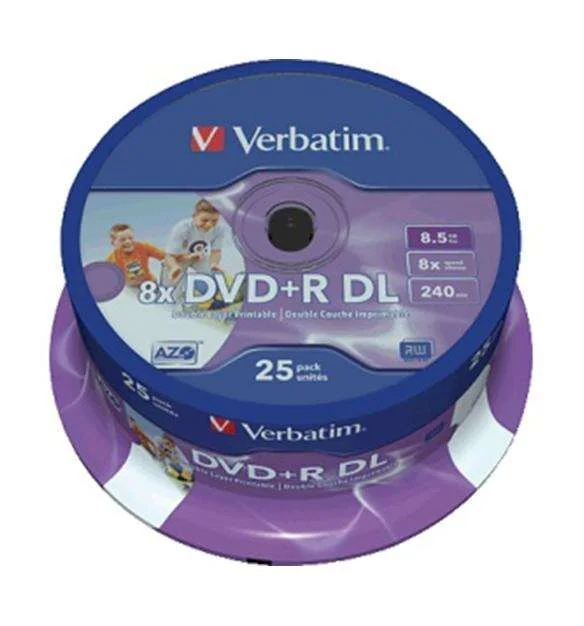 Verbatim DVD+R Doble Capa Printables 8x 8.5GB (Tarrina 25 Uds)