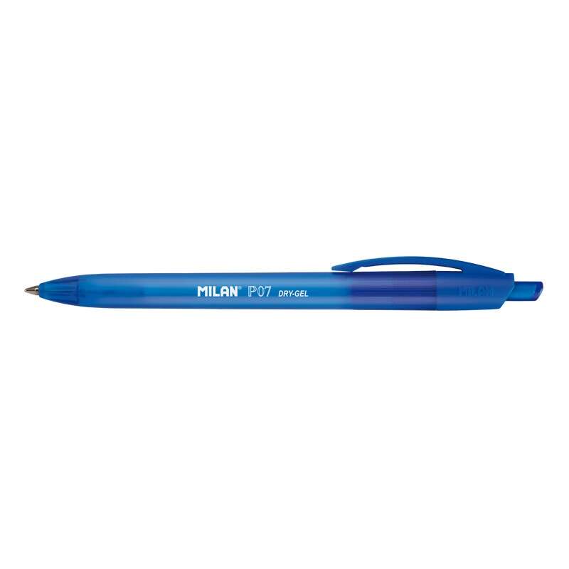 Milan P07 Dry-Gel Boligrafo de Gel Retractil - Punta 0.7mm - Secado Rapido - Color Azul · Pack de 25 uds.