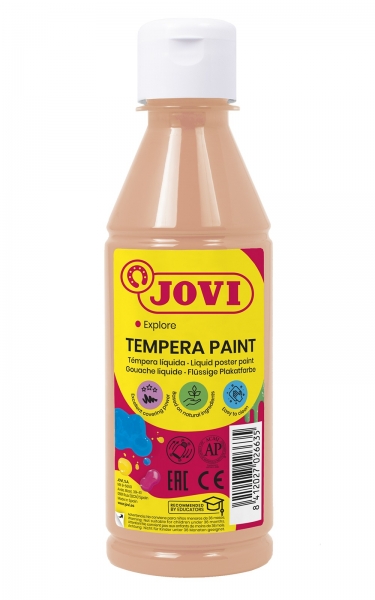 Jovi Tempera Paint Tempera Liquida 250ml - Base Agua - Lista para Usar - Alto Poder Cubriente - Secado Rapido - Excelente Fluidez - Adherencia en Multiples Superficies - Color Ocre