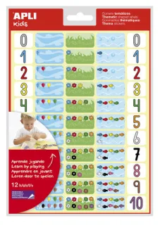 Apli Gomets Tematicos los Numeros - 660 Gomets en 12 Hojas - Ayuda a Identificar y Cuantificar Numeros - Adhesivo Removible - Ideal para Escuelas - Adhesivo Base Agua - Libre de Disolventes