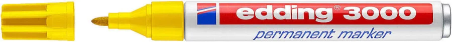 Edding 3000 Rotulador Permanente - Punta Redonda de 1.5mm - Trazo entre 1.5 y 3mm - Recargable - Secado Rapido - Color Amarillo · Pack de 10 uds.