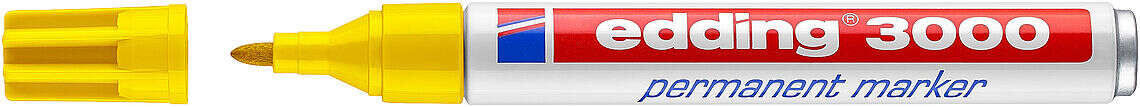 Edding 3000 Rotulador Permanente - Punta Redonda de 1.5mm - Trazo entre 1.5 y 3mm - Recargable - Secado Rapido - Color Amarillo · Pack de 10 uds.