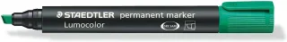 Staedtler Lumocolor 350 Rotulador Permanente - Punta Biselada 2-5mm aprox. - Tinta Base de Alcohol - Secado Rapido - Color Verde · Pack de 10 uds.