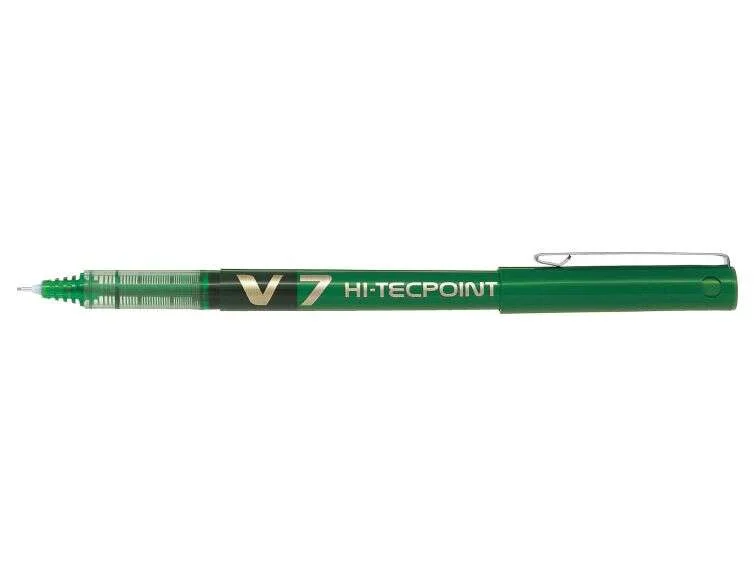 Pilot Boligrafo de Tinta Liquida V7 HI-Tecpoint Rollerball - Punta Fina de Aguja 0.7mm - Trazo 0.5mm - Color Verde · Pack de 12 uds.