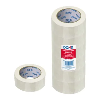 Dohe Precinto de Polipropileno 48mmx66m - Potente Adhesivo - Color Blanco · Pack de 6 uds.