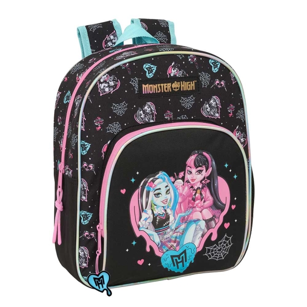 Safta Monster High Mochila Infantil - Adaptable a Carro - Portabotellas - Hombreras Acolchadas - Bolsillo Frontal - Asa Superior - 9.5L - 280x100x340mm - Color Negro