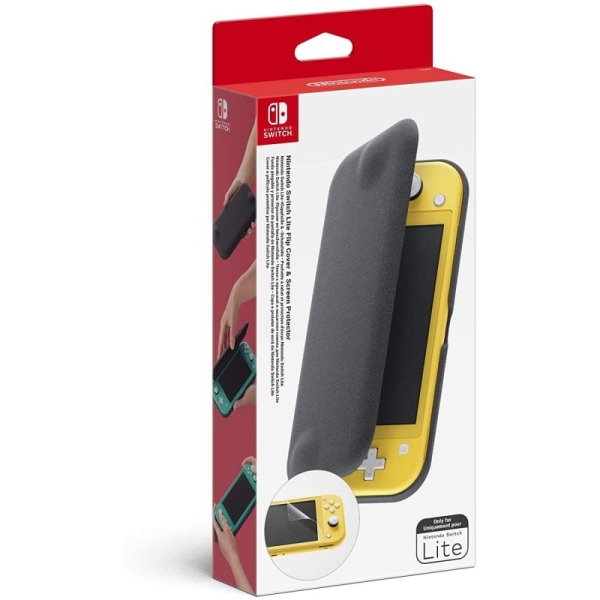 Nintendo Pack de Funda y Protector de Pantalla para Consola Nintendo Switch Lite - Plegable de Tipo Libro y Magnetica - Proteccion Efectiva contra Rayaduras - Color Negro