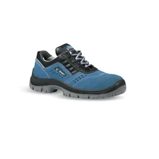 Upower Boss L Calzado de Seguridad Bajos - Talla 35 - Empeine Gamuza Perforado, Puntal y Lamina de Acero, Suela Antideslizante PU/PU, Proteccion S1P FO SR - Color Azul