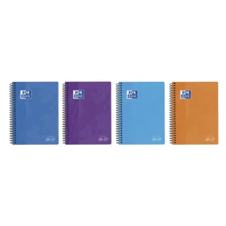 Oxford School Agenda Escolar con Espiral - Catalan - Tapa de Plastico - Formato Cuartilla - Semana Vista - Colores Surtidos · Pack de 10 uds.