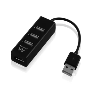 Ewent Hub USB2.0 de Alta Velocidad - USB-A de 4 Puertos - Color Negro